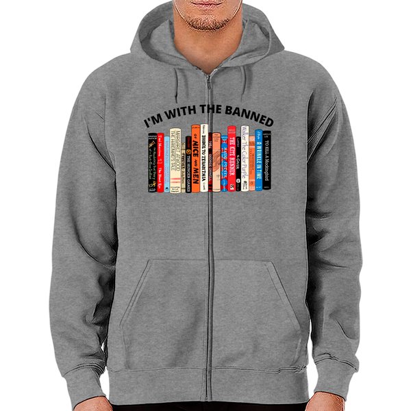 I'm With The Banned, Banned Books Zip Hoodies, Banned Books Zip Hoodies-image