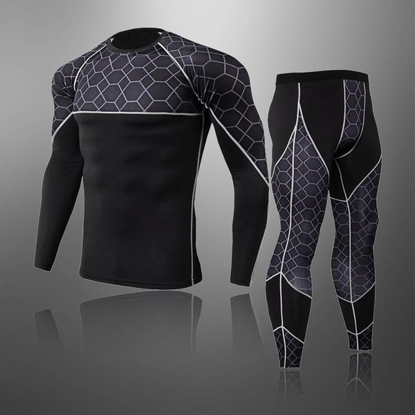 Thermal Underwear Men Compression Sportswear Suits Gym Tights Training Clothes Workout Jogging Sports Set Running