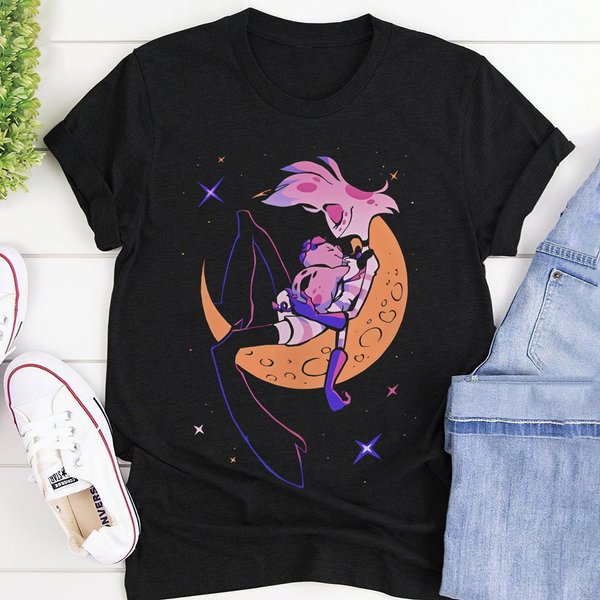 Chemise Angel's Moon Hazbin Hotel Shirt, Alastor, Angel Dust, Charlie Morningstar, Vaggie, Husk, Niffty-image