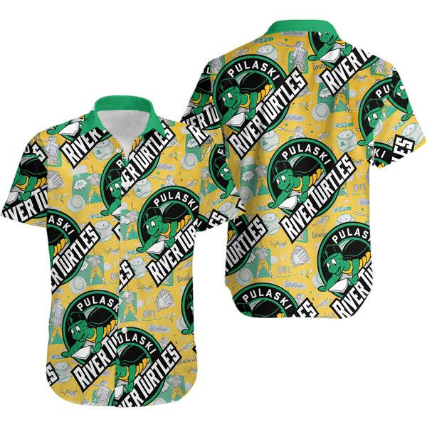 Pulaski River Turtles Men's Hawaiian Shirt Aloha Shirt-image