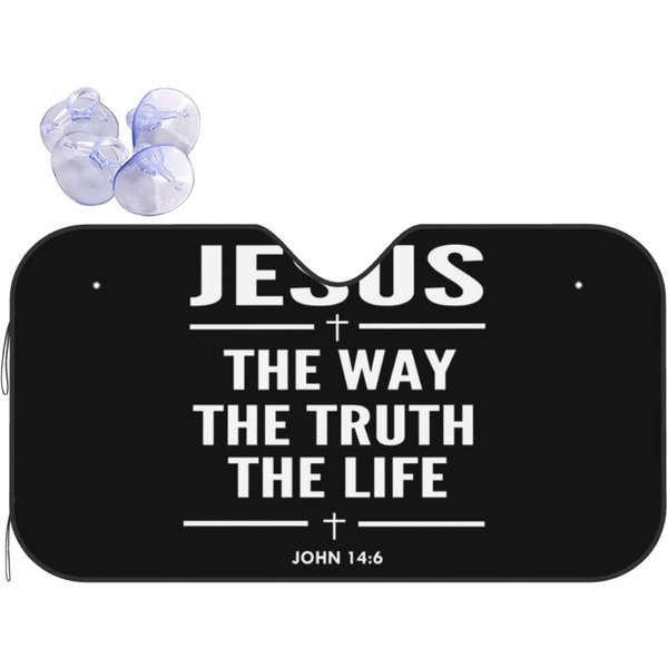 Jesus The Way The Truth The Life John 146 Christian Car Windshield Sun Shade Durable Visor For Heat Protection