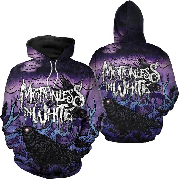 Motionless In White Hoodies, Pullover Black Hoodie, Band Metalcore Hoodie 3D-image