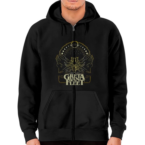 Greta Van Fleet Moon Phase Zip Hoodies, Rock Band