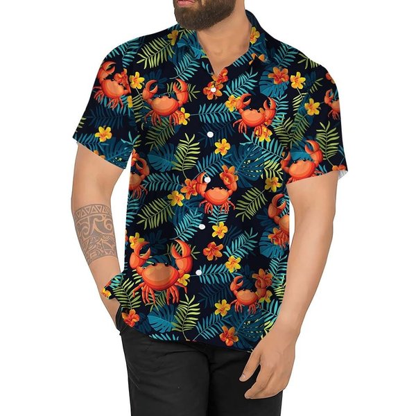 Funny Crab Hawaiian Aloha Shirt, Vacation Beach Shirt, Crab Summer Shirt, Summer Party Shirt-image