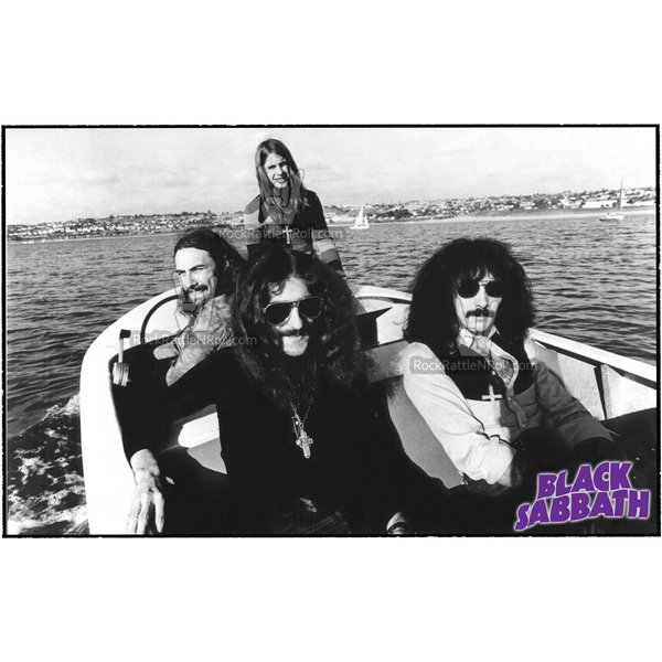 Black Sabbath 1975 Photo Poster Group In Boat Vintage Design Ozzy Osbourne