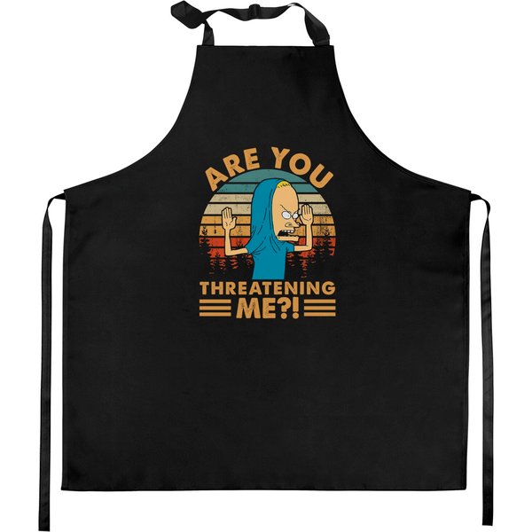Beavis And Butthead Kitchen Aprons, Beavis Are You Threatening Me Vintage Kitchen Aprons-image