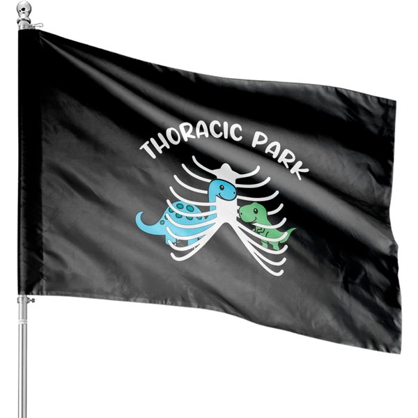 Thoracic Park House Flags, Nursing Dinosaur House Flags-image