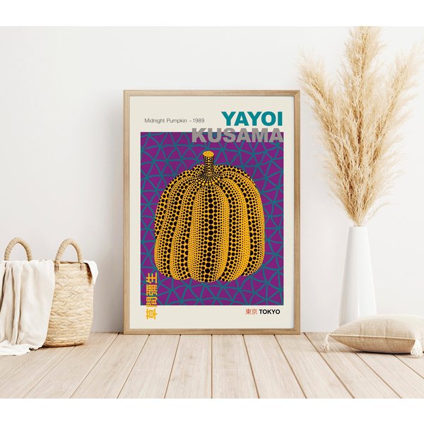 Yayoi Kusama Midnight Pumpkin, Yayoi Kusama Poster, Giclee Wall Art, Exhibition Poster, Museum Poster-image