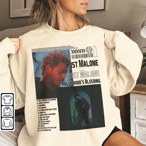 Post Malone Hollywood's Bleeding New Album Vintage Bootleg Sweatshirt-image