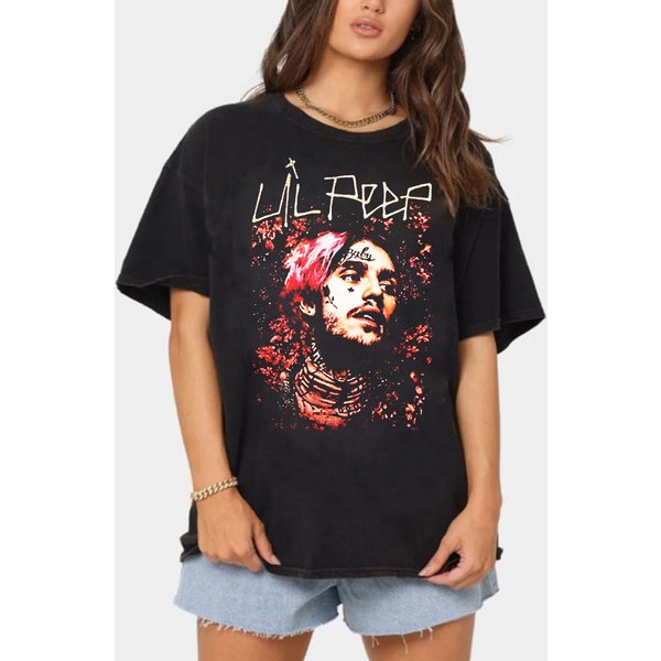 Lil Peep The Rapper Tour T Shirt With His Face-image