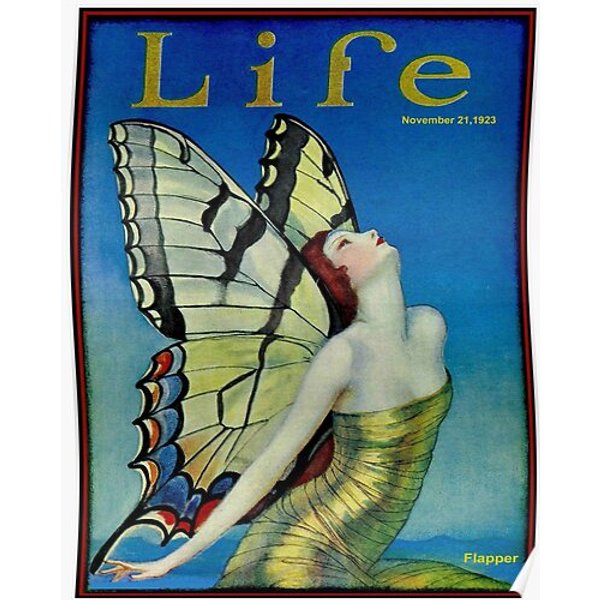 Life : Vintage 1923 Flapper Butterfly Print Premium Matte Vertical Poster-image