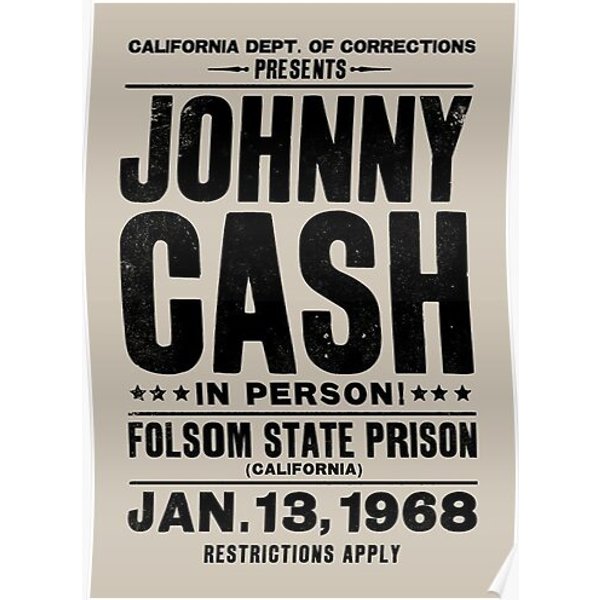 Johnny Cash Vintage Folsom Prison Concert Poster Premium Matte Vertical Poster-image