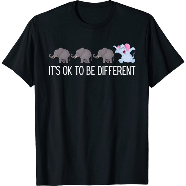 Autism It's Ok To Be Different Elephant Shirt Funny Elephant T-Shirt-image