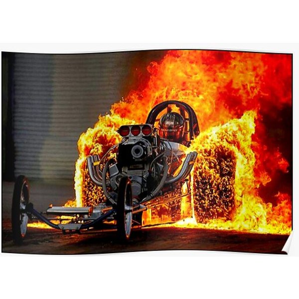 Drag Race; Vintage Automobile Burn-Out Print Premium Matte Vertical Poster-image
