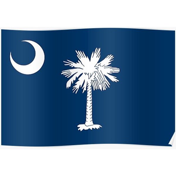 South Carolina State Flag Sc Palmetto Tree Crescent Moon Premium Matte Vertical Poster-image