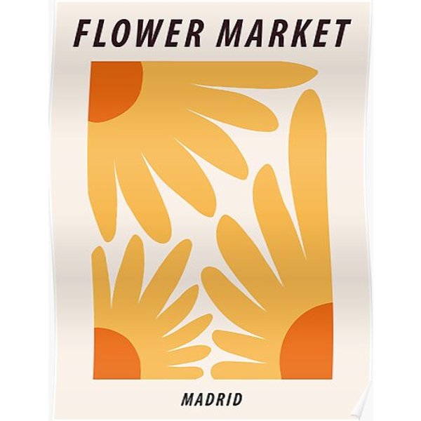Flower Market Print, Madrid, Posters Aesthetic, Sunflowers, Cottagecore Decor, Floral Art Premium Matte Vertical Poster-image