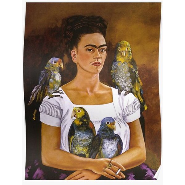 Me And My Parrot By Frida Kahlo Premium Matte Vertical Poster-image