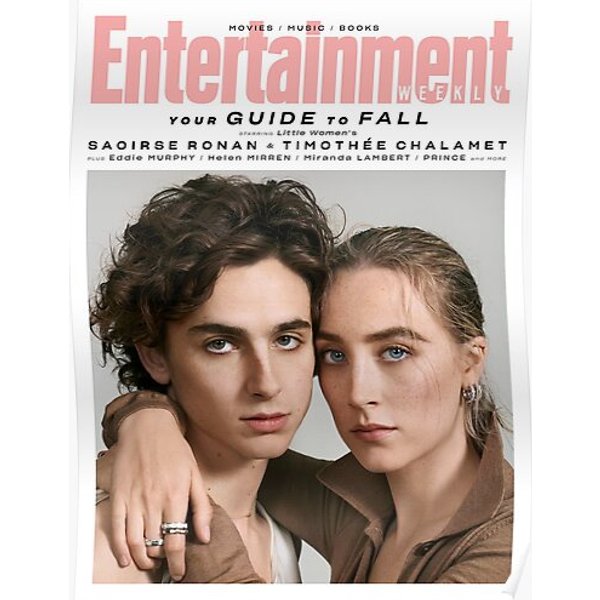 Timothee Chalamet & Saoirse Ronan Entertainment Cover Premium Matte Vertical Poster-image
