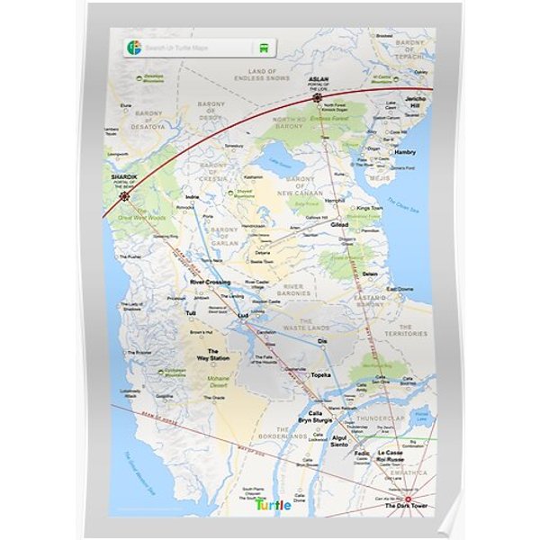 The Dark Tower - 'Turtle Maps App' Mid-World Map Premium Matte Vertical Poster-image