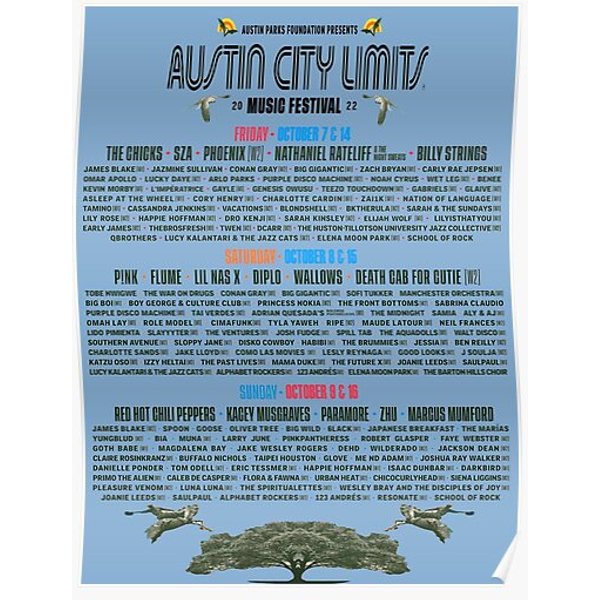 Austin City Limits Festival 2022 Line-Up Premium Matte Vertical Poster-image