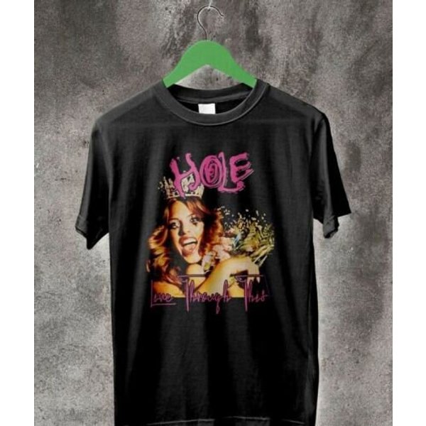 Hole Band Shirt, Vintage 90S Hole Band Live Through This T-Shirt-image