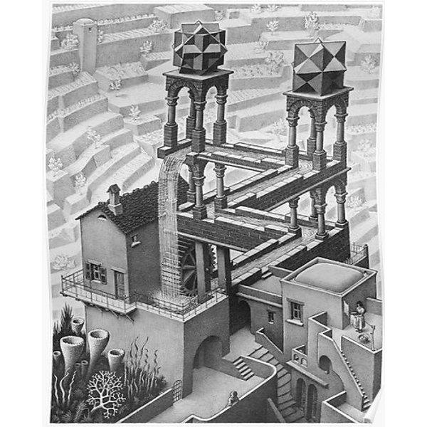 M.C. Escher - Impossible Waterfall Premium Matte Vertical Poster-image