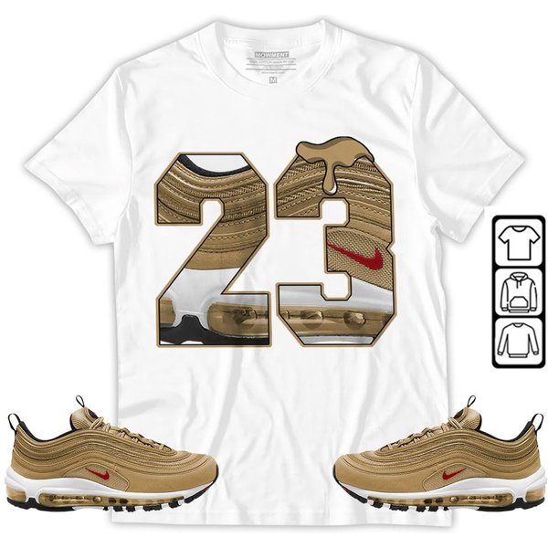 Design Number 23 Drip Shoes Sneaker Shirt Match Air Max 97 Metallic Gold Tee-image