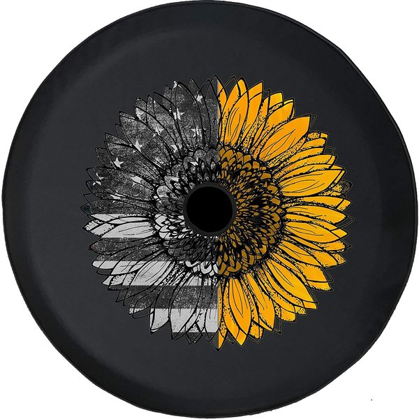Vintage American Flag Sunflower For Girls Jl Spare Tire Cover