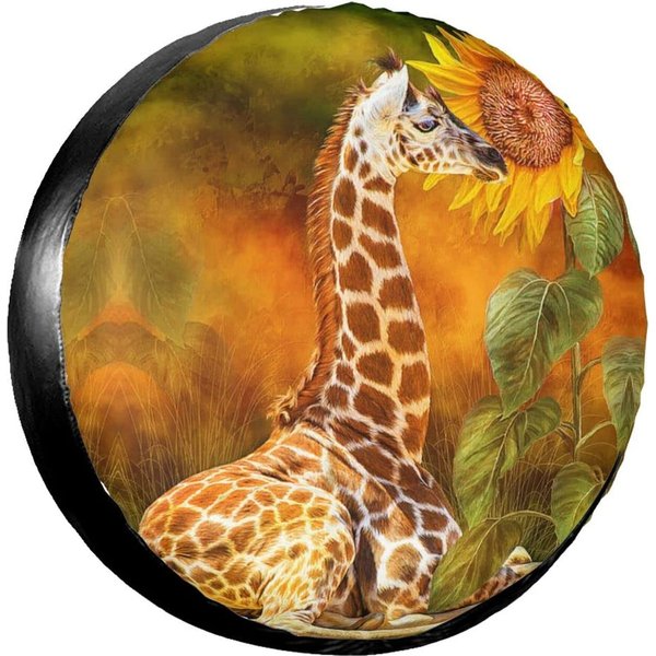 Giraffe And Sunflower Tire Totes, Spare Tire Cover