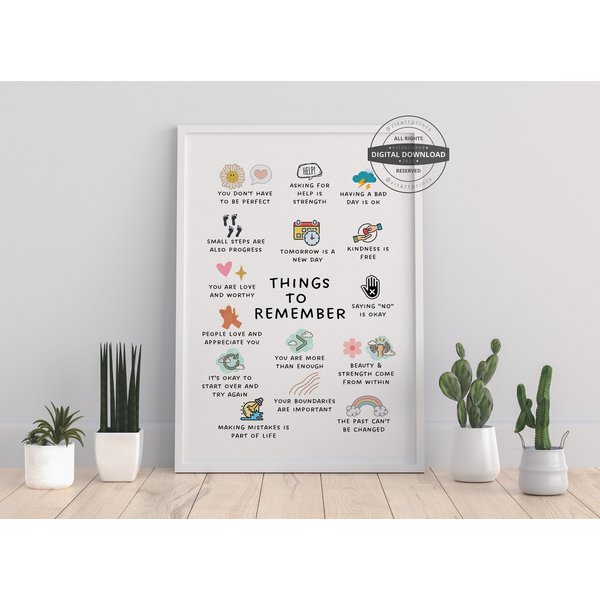 Things To Remember | Therapy Office Decor School Counselor Cbt Dbt Therapy Counseling Poster-image