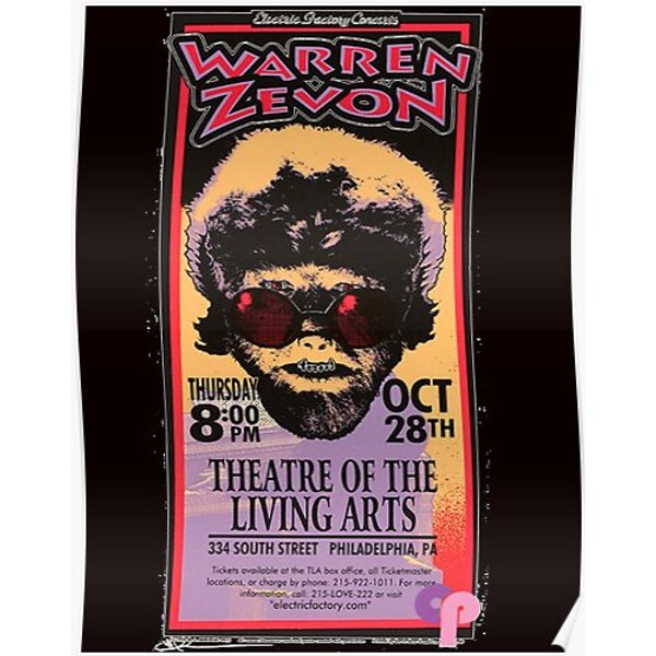 Warren Zevon Vintage Wolf Concert Poster Premium Matte Vertical Poster-image