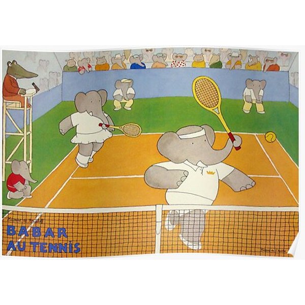 Babar Au Tennis Premium Matte Vertical Poster-image