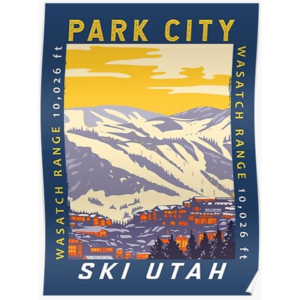 Park City Utah Winter Resort Distressed Premium Matte Vertical Poster-image