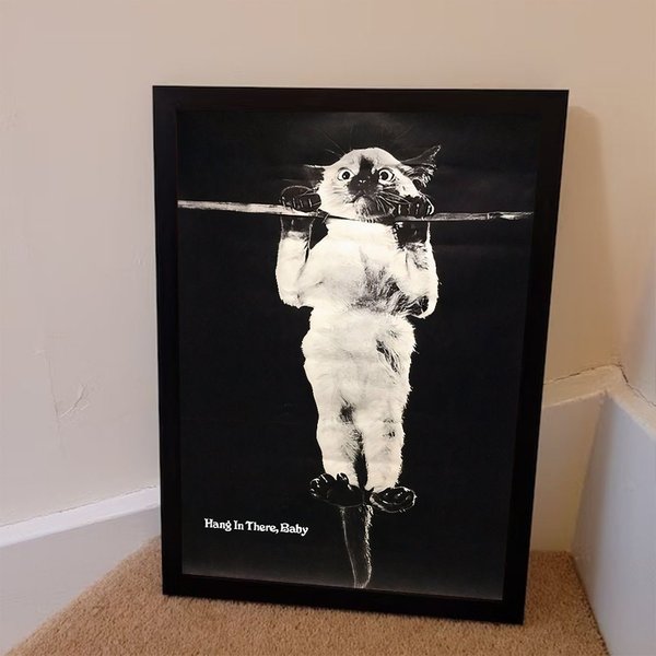 Hang In There Baby Original Poster, Cat Vintage Poster-image