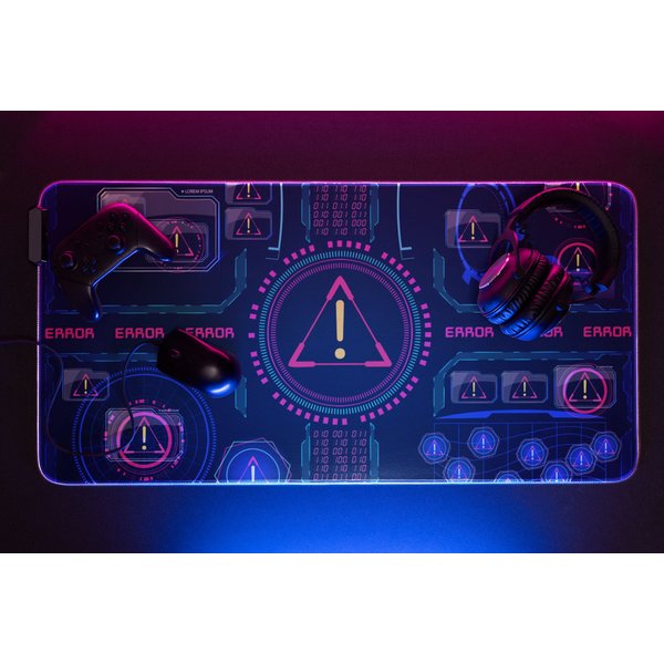 Led Gaming Mouse Pad, Futuristic Infographic Neon, Rgb Desk Mat, Gaming Setup Accessories