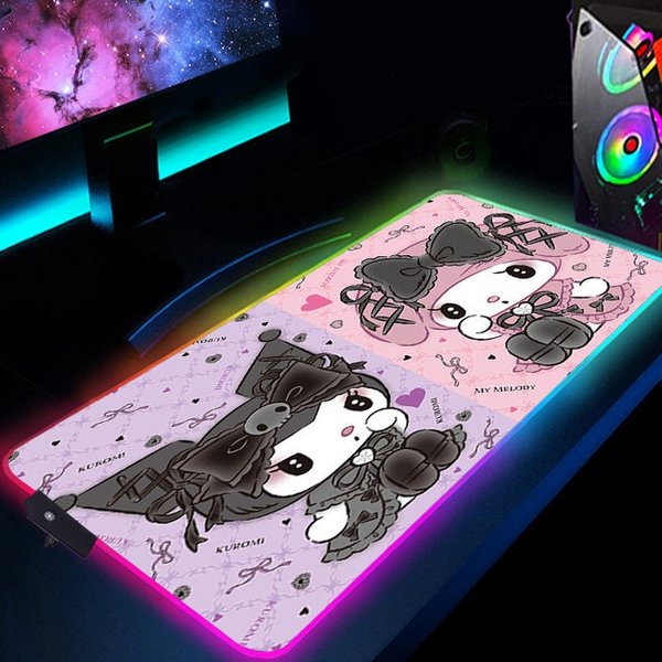 My Melody And Kuromi Rgb Gaming Mouse Pad, Kawaii Cat Cute Led Gaming Desk Mat-image