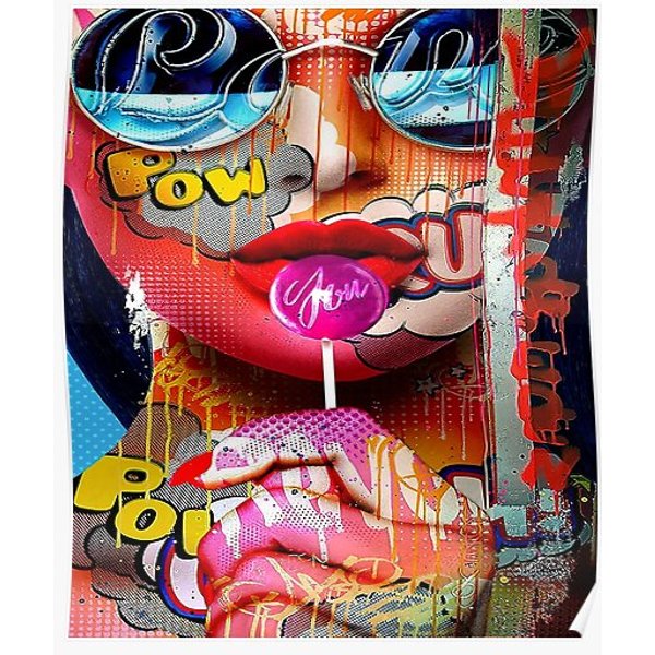 Lollipop Babe Pop Art Collage 60's 70's 1990's 80's Fan Art Gift Memorabilia Premium Matte Vertical Poster