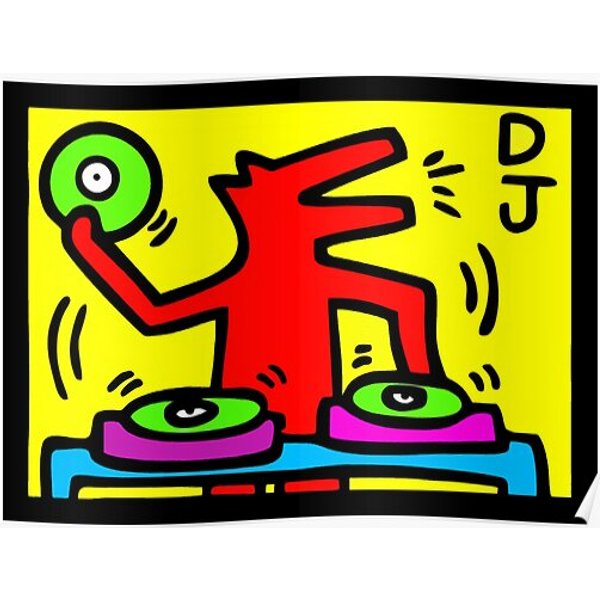 Haring Dj 1988 Premium Matte Vertical Poster-image