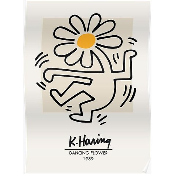 Flower Dance 1989 Harings Style Painting Poster Premium Matte Vertical Poster
