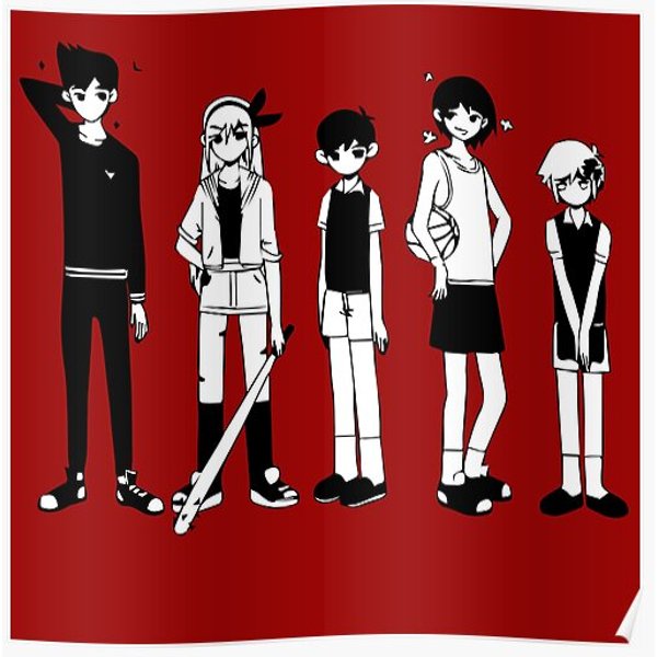 Omori Balck And White 2 Premium Matte Vertical Poster-image
