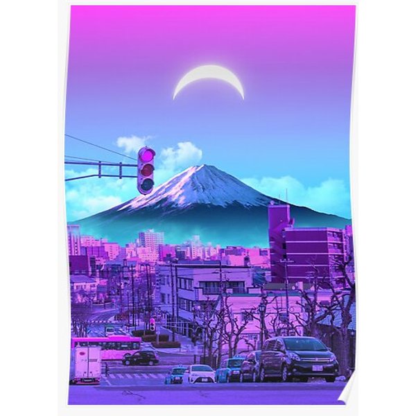 Vaporwave Fuji Premium Matte Vertical Poster-image