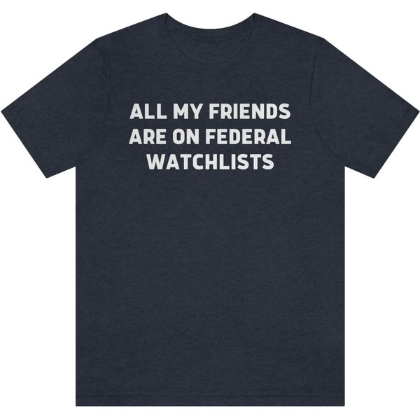 All My Friends Are On Federal Watchlists T-Shirt, Unisex-image