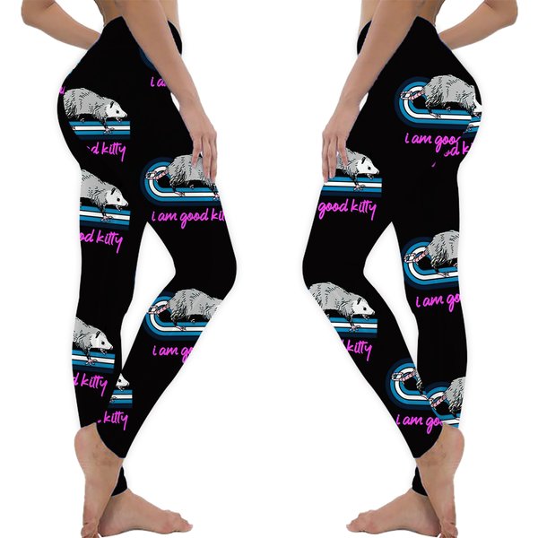 I Am Good Kitty Possum Leggings-image