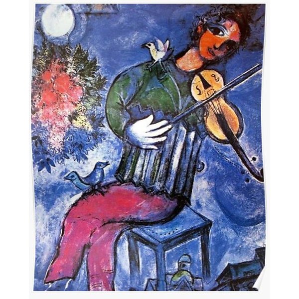 Chagall Blue Violinist Print Ready To . Poster Printed On Special Papers. Inspired By Marc Chagall. Premium Matte Vertical Poster-image