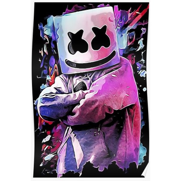 Marshmello Neon Color Design Poster Classic Premium Matte Vertical Poster-image