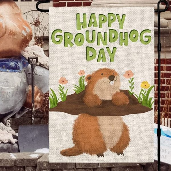 Happy Groundhog Day Garden Flag