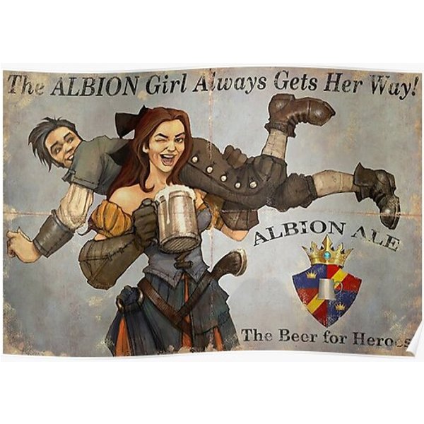 Fable 3 Propaganda Poster - The Albion Girl Always Gets Her Way Minimalist Premium Matte Vertical Poster-image