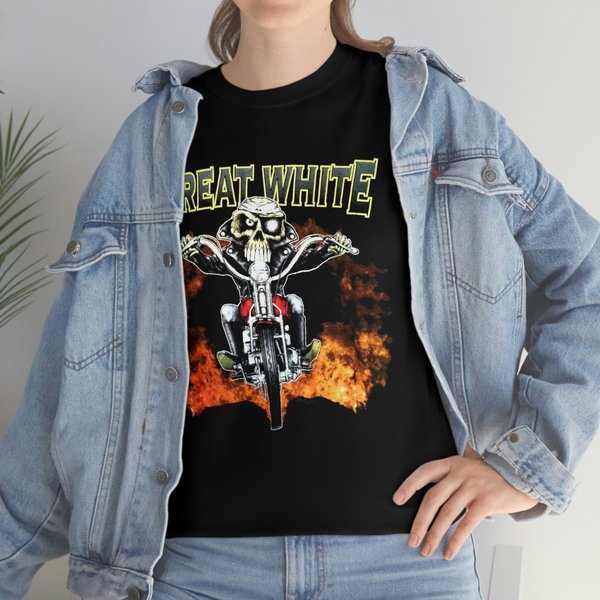 Great White Motorcycle Poster Band Poster Album Cover T Shirt-image