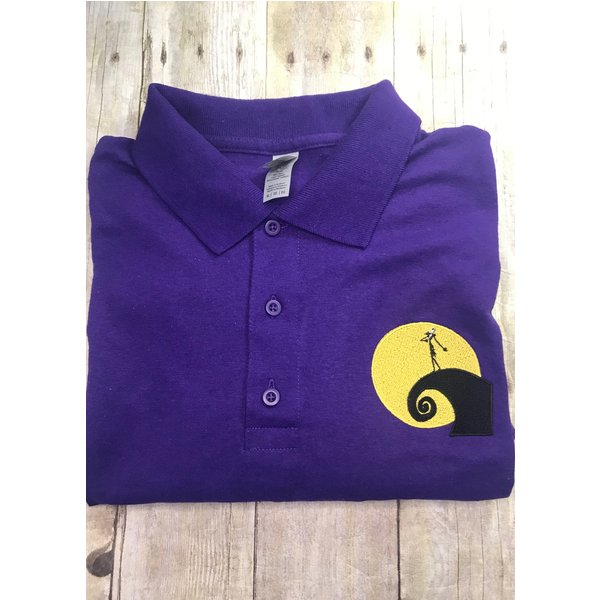 Nightmare Before Christmas Jack And Moon Embroidered Polo-image