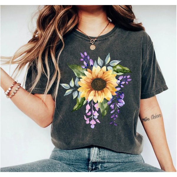 Watercolor Sunflower Shirt For Flower Lovers-image